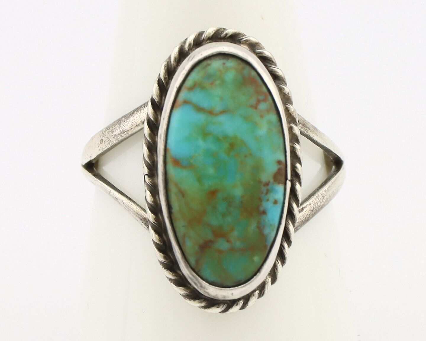 Navajo Ring 925 Silver Kingman Turquoise Artist Native American Signed C.80's