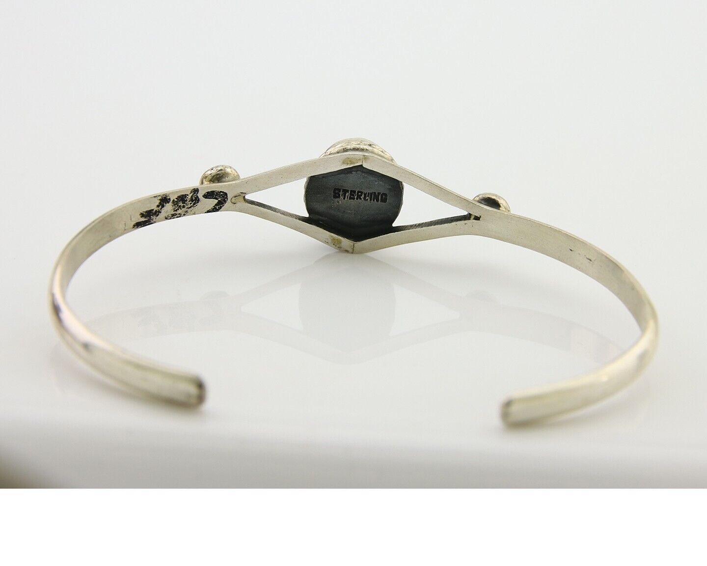 Navajo Cuff Bracelet 925 Silver Turquoise Native American Artist Handmade C.80's