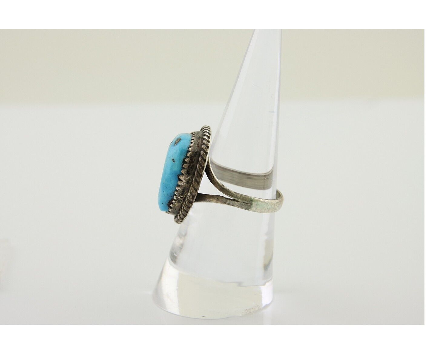 Navajo Ring 925 Silver Morenci Turquoise Native American Artist C.80's