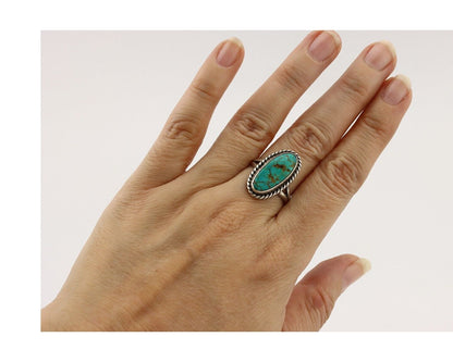 Navajo Ring 925 Silver Kingman Turquoise Artist Signed M Montoya C.80's