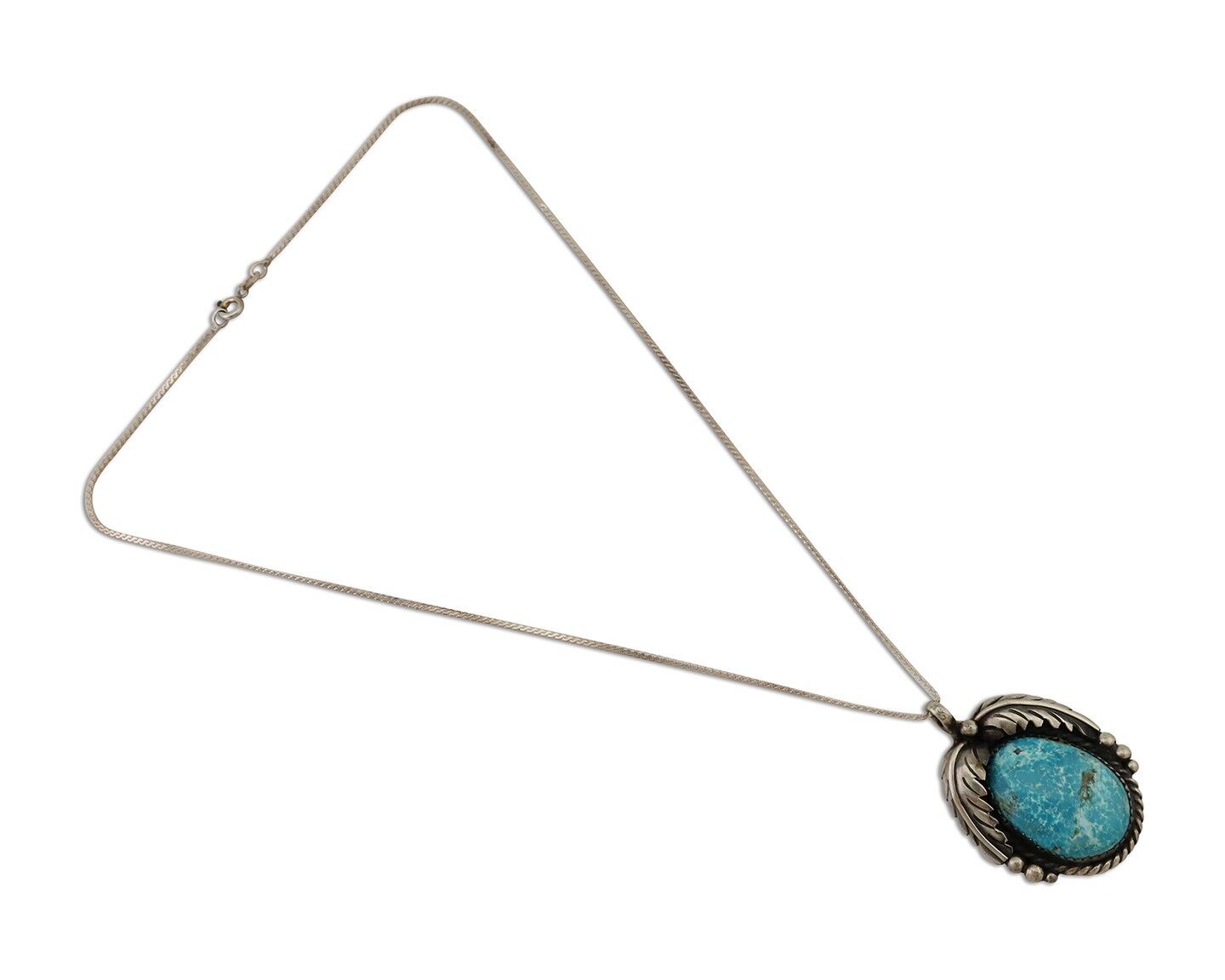 Navajo Necklace 925 Silver Natural Blue Turquoise Native American Artist C.90s