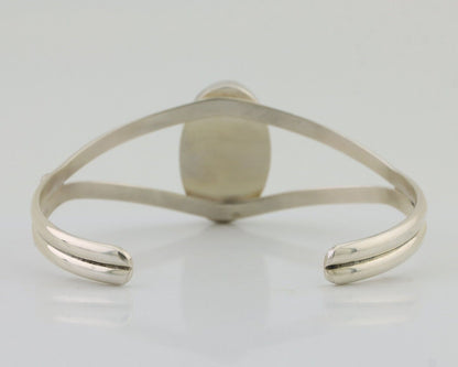 Navajo Cuff Bracelet 925 Silver Green Turquoise Signed Wilbur Musket Jr C.90's