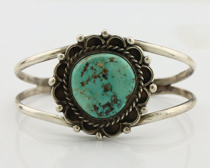 Navajo Bracelet 925 Silver Kingman Turquoise Native American Artist C.80's