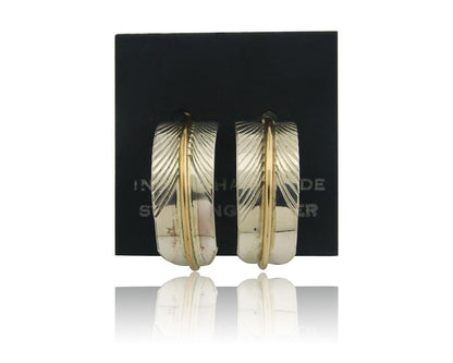 Navajo Hoop Earrings 925 Silver & Gold Native American Artist C.80's