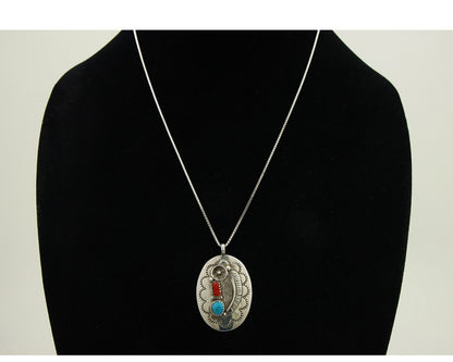 Navajo Necklace 925 Silver Spiderweb Turquoise Native American Artist C.80's