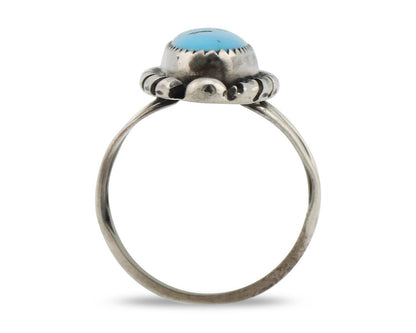 Navajo Ring .925 Silver Sleeping Beauty Turquoise Signed SkyStone Creations C80s