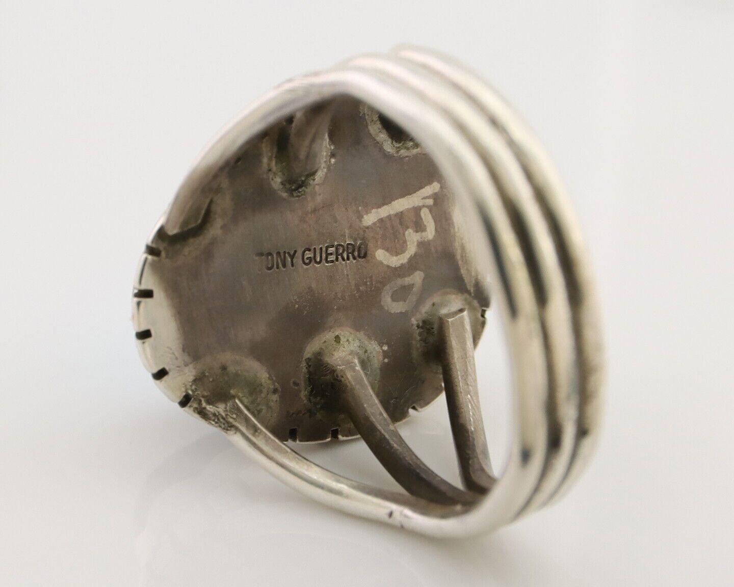 Navajo Handmade Ring 925 Silver Turquoise Artist Signed Tony Guerro C.80's
