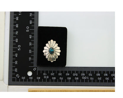 Navajo Bracelet 925 Silver Concho Hand Stamped Turquoise Native Artist C.80's