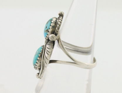 Navajo Ring 925 Silver Signed MC Blue Gem Turquoise C.80's