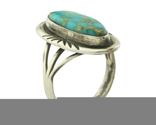 Vintage Navajo Ring 925 Sterling Silver Turquoise Handmade Signed C Size 7.25