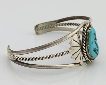 Navajo Bracelet 925 Silver Sleeping Beauty Turquoise Native American Artist C80s