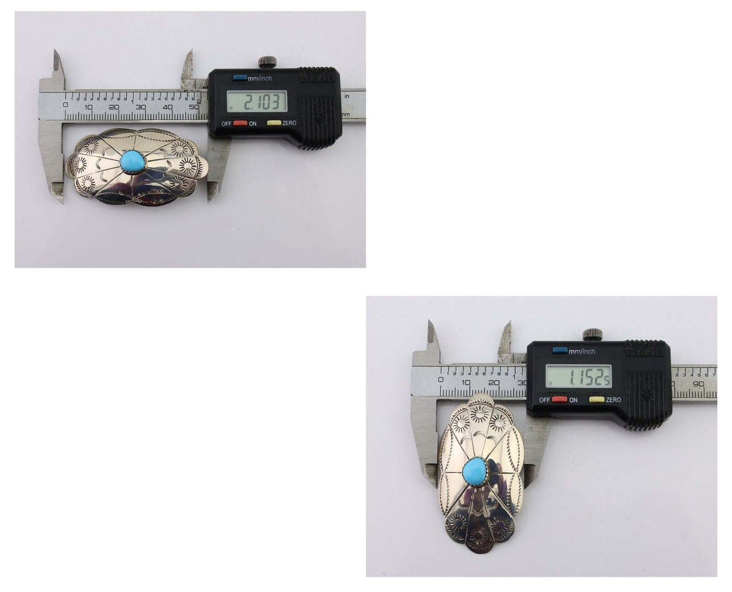 Navajo Hand Stamped Shield Earrings 925 Silver Turquoise Native Artist C.80's