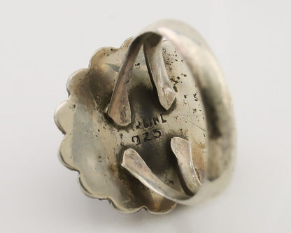 Navajo Handmade Ring 925 Silver Natural Fire Opal Native Artist Size 7.0 C.80's