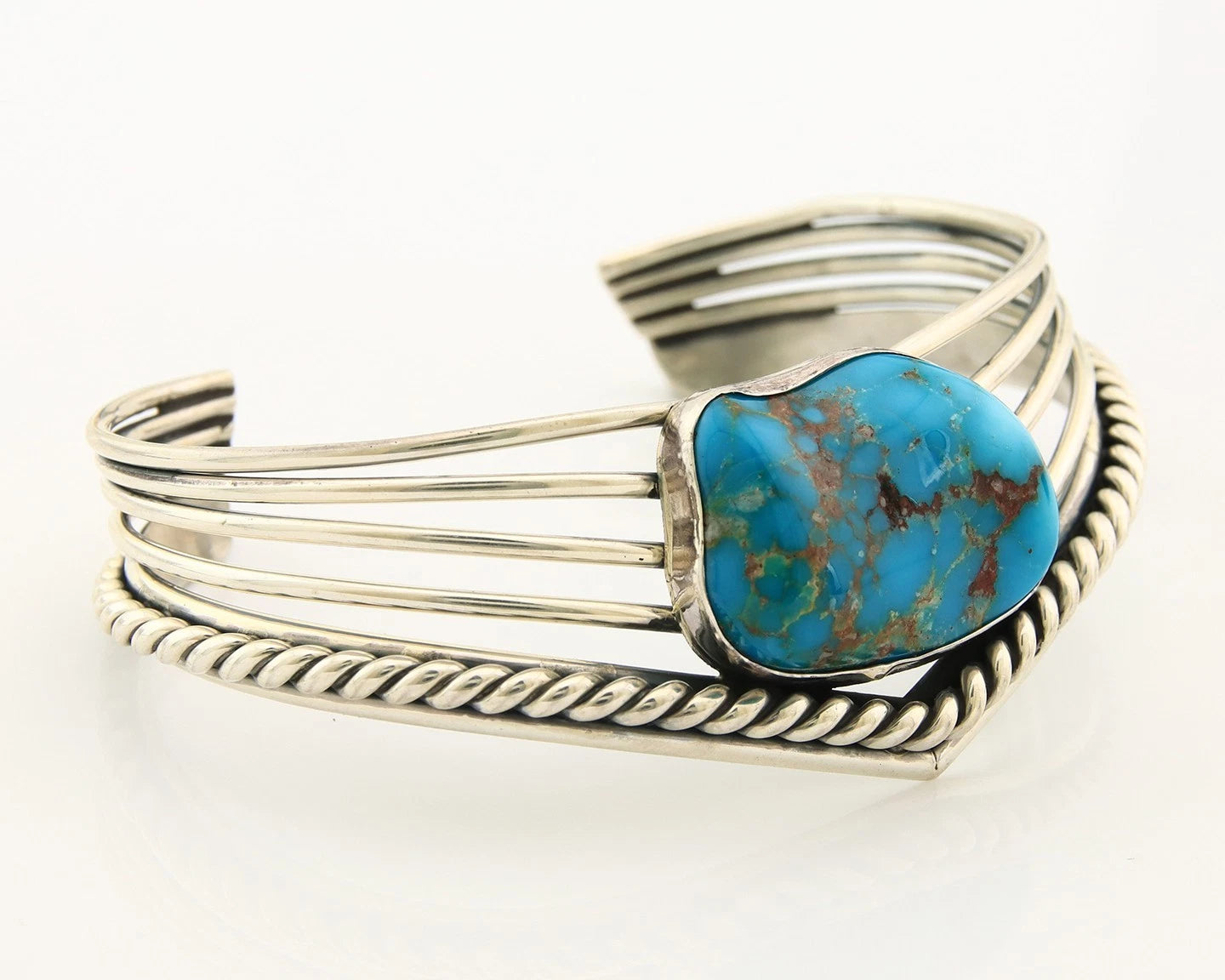 Navajo Cuff Bracelet Sterling Silver Natural Nevada Turquoise Native Vintage