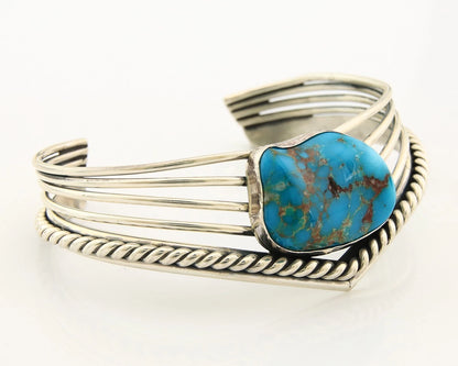 Navajo Cuff Bracelet Sterling Silver Natural Nevada Turquoise Native Vintage