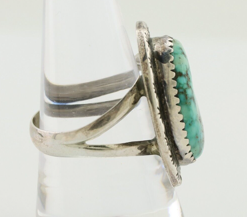 Navajo Ring 925 Silver Natural Blue Turquoise Tom Willeto C.80's