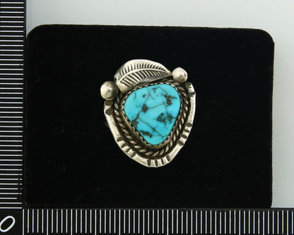 Navajo Ring 925 Sterling Natural Blue Turquoise Native Artist C.80's Size 4.5