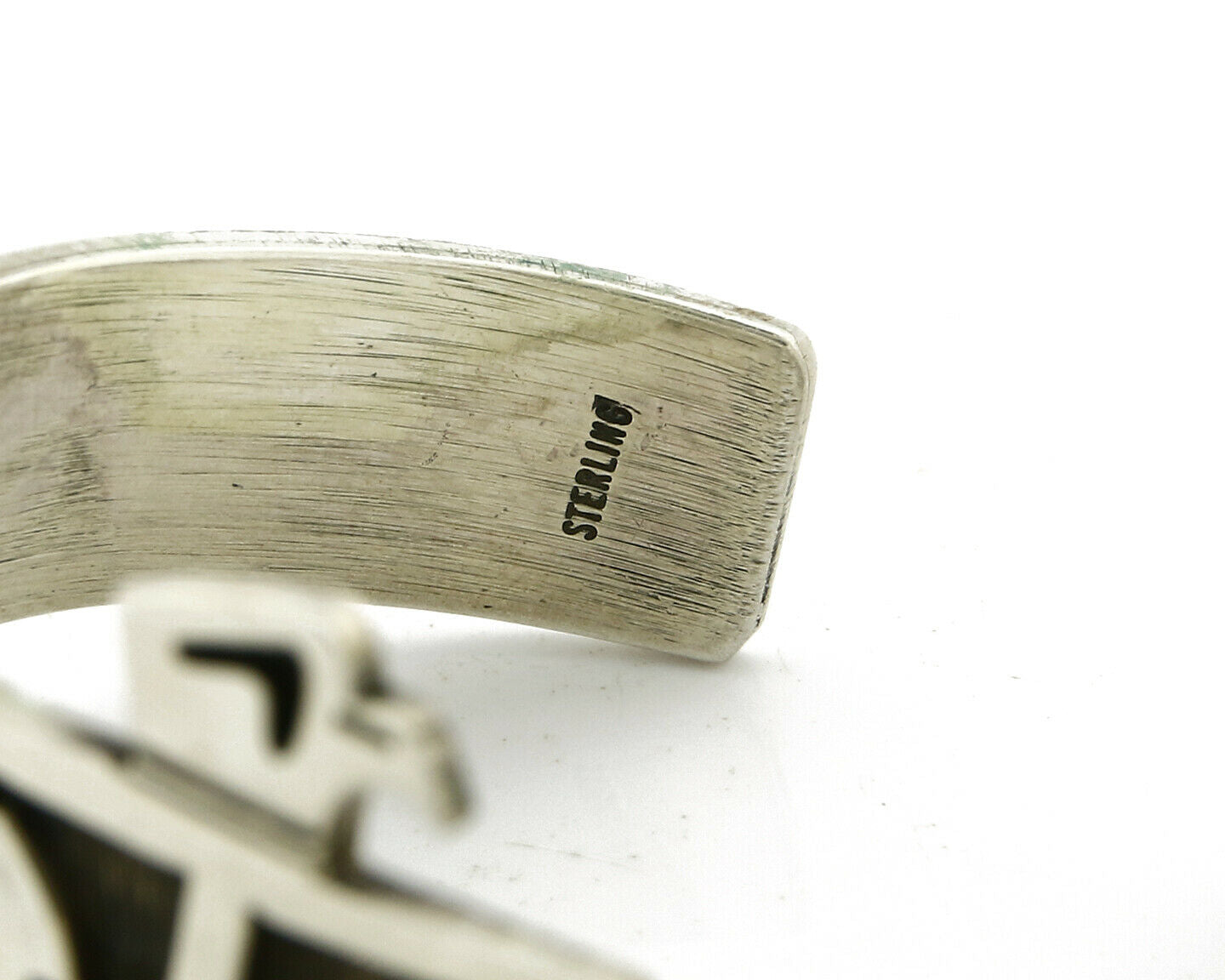 Navajo Handmade Bracelet .925 Silver Thunderbird Overlay Cuff