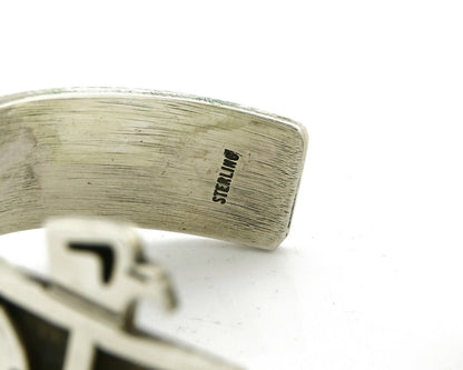 Navajo Handmade Bracelet .925 Silver Thunderbird Overlay Cuff