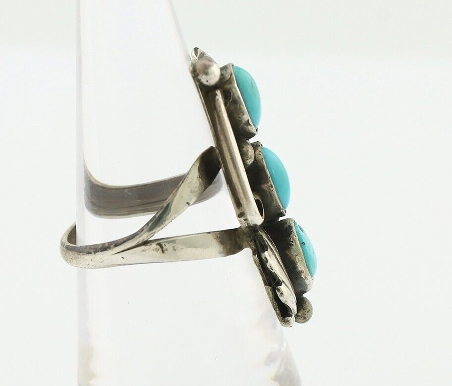 Navajo Ring 925 Silver Sleeping Beauty Turquoise Artist Signed T C.80's