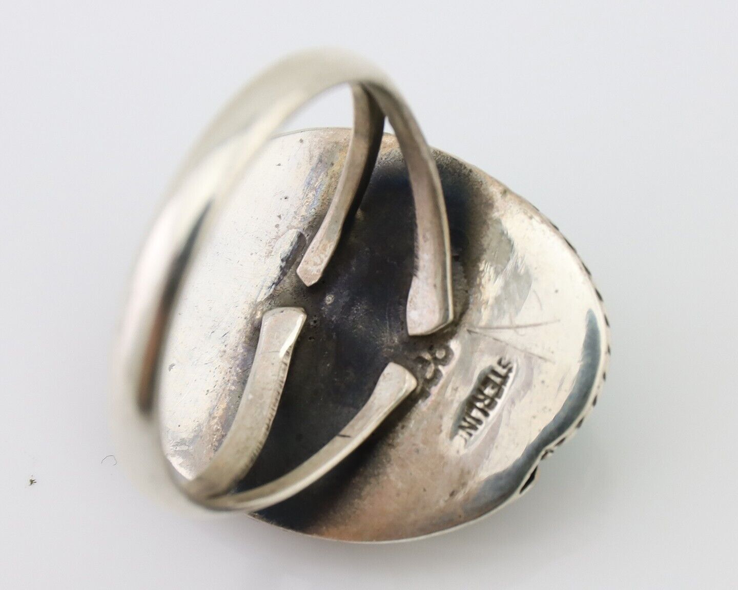 Navajo Handmade Ring 925 Silver Natural Turquoise Native American Artist C.80's