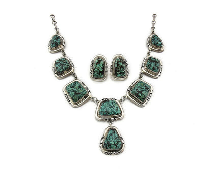 Navajo Necklace Earring Set Sterling Silver Vintage Signed Lee Bennett C.80's