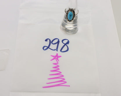 Navajo Ring 925 Silver Sleeping Beauty Turquoise Artist Signed SC C.80's