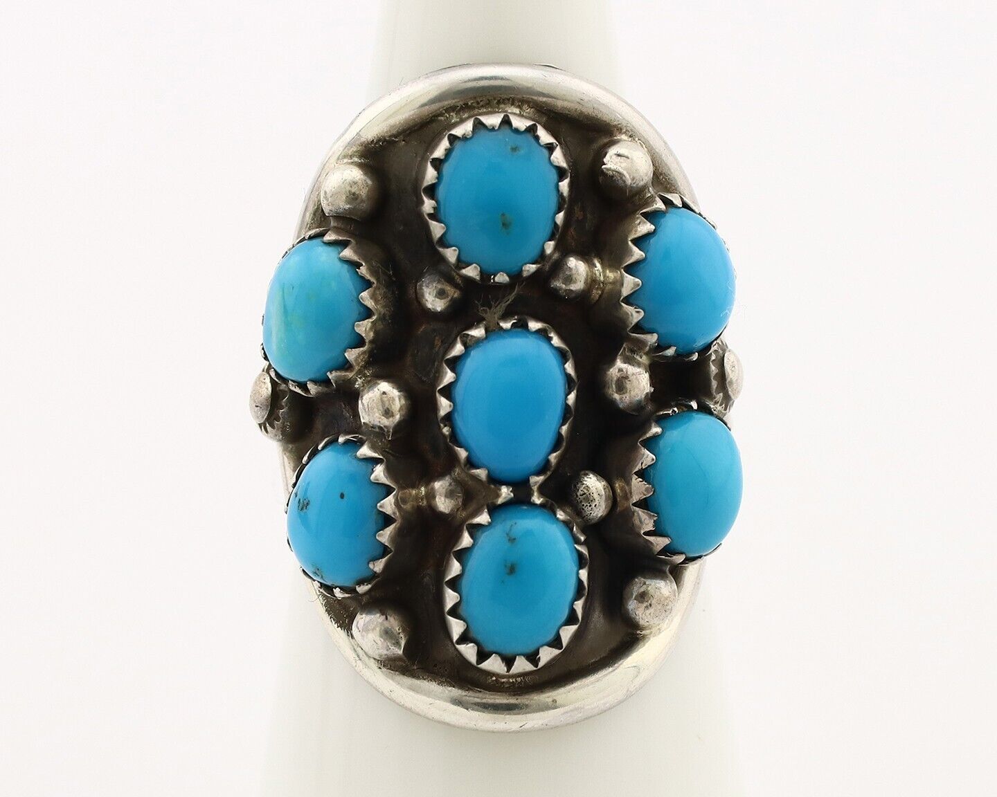 Navajo Ring 925 Silver Natural Blue Turquoise Signed Phillip Zachary Artist C80s