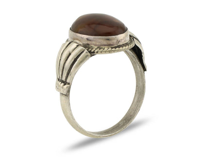 Navajo Handmade Ring 925 Silver Natural High Grade Fire Opal Native Artist C.80s