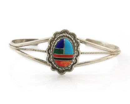 Navajo Cuff Bracelet Sterling Silver Handmade Vintage Gemstone