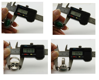 Navajo Ring 925 Silver Natural Malachite Native American Artist C.80's