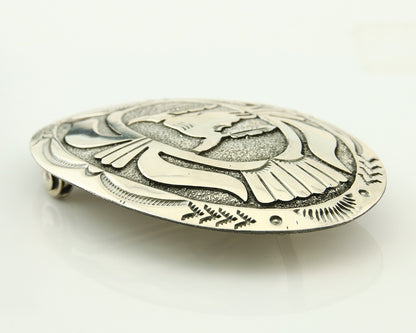 Navajo Belt Buckle 925 Sterling Silver Artist Signed Gene Gibson 2x3 in C.80's