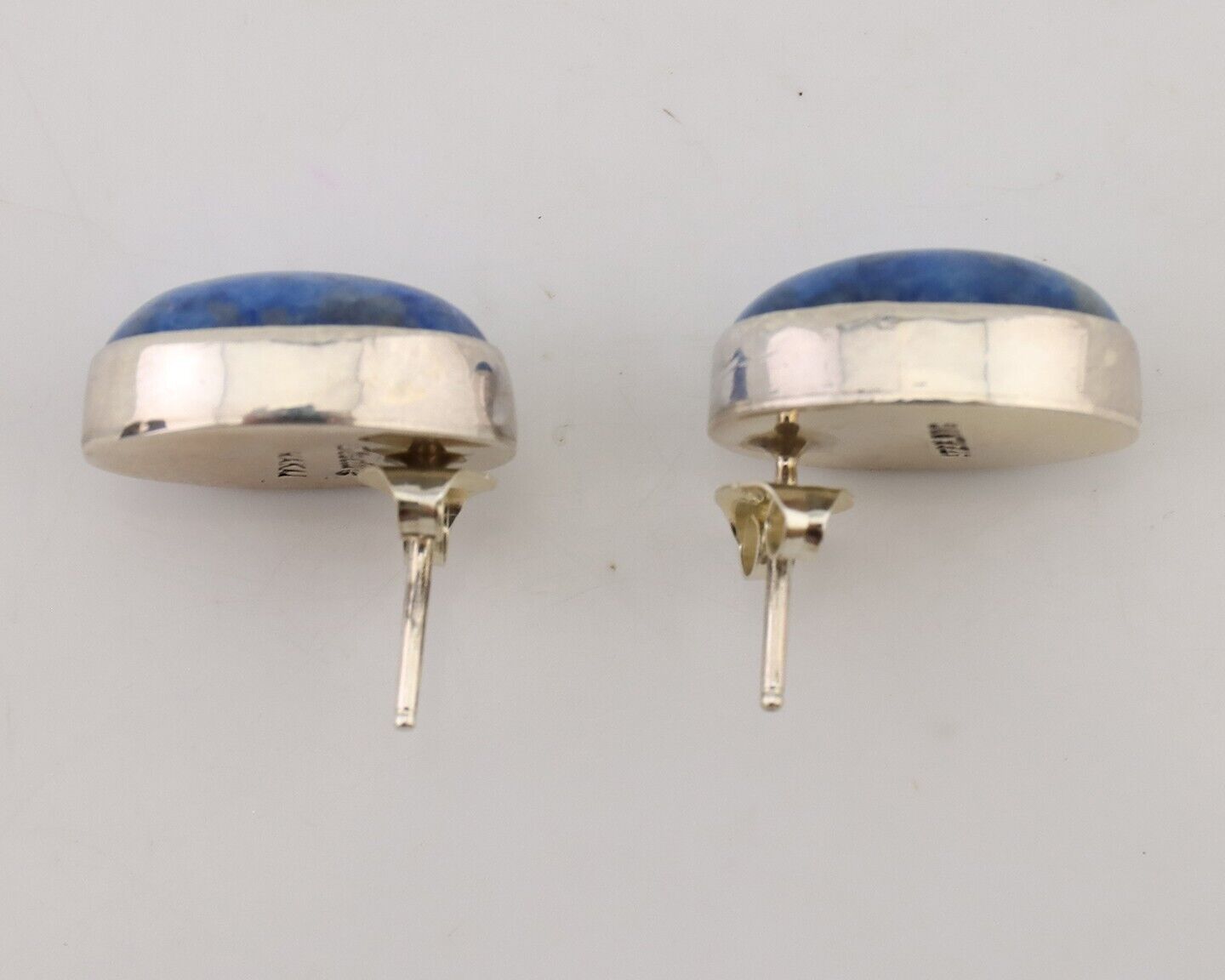 Navajo Dangle Earrings 925 Silver Denim Lapis Native American C.80's