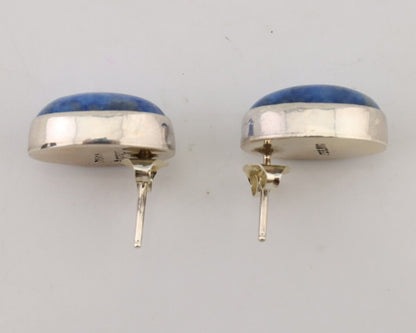 Navajo Dangle Earrings 925 Silver Denim Lapis Native American C.80's