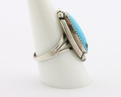 Navajo Ring .925 Silver Sleeping Beauty Turquoise Signed SkyStone Creations C80s