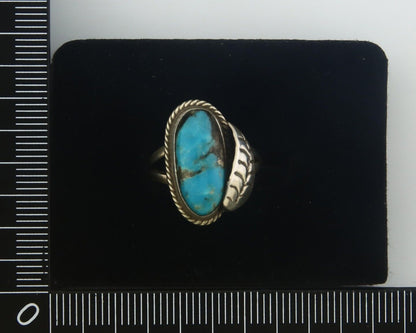 Navajo Ring 925 Sterling Bisbee Turquoise Native Artist C.80's Size 5.75