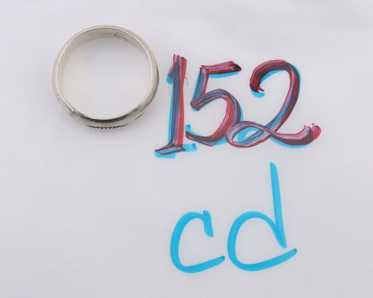 Navajo Hand Stamped Band 925 Silver 6.0 mm Signed Larry Chavez Size 9.75 C.80's
