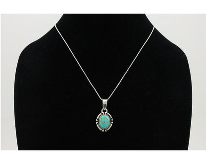Navajo Necklace 925 Silver Arizona Turquoise Handmade Signed Gecko C.90's