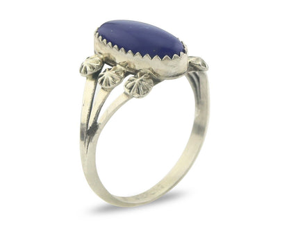 Navajo Ring 925 Sterling Natural Lapis Handmade Native Artist C.80's