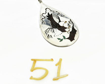 Navajo Inlaid Eagle Pendant .925 Silver Handmade Signed Ophie B Joe C.80's