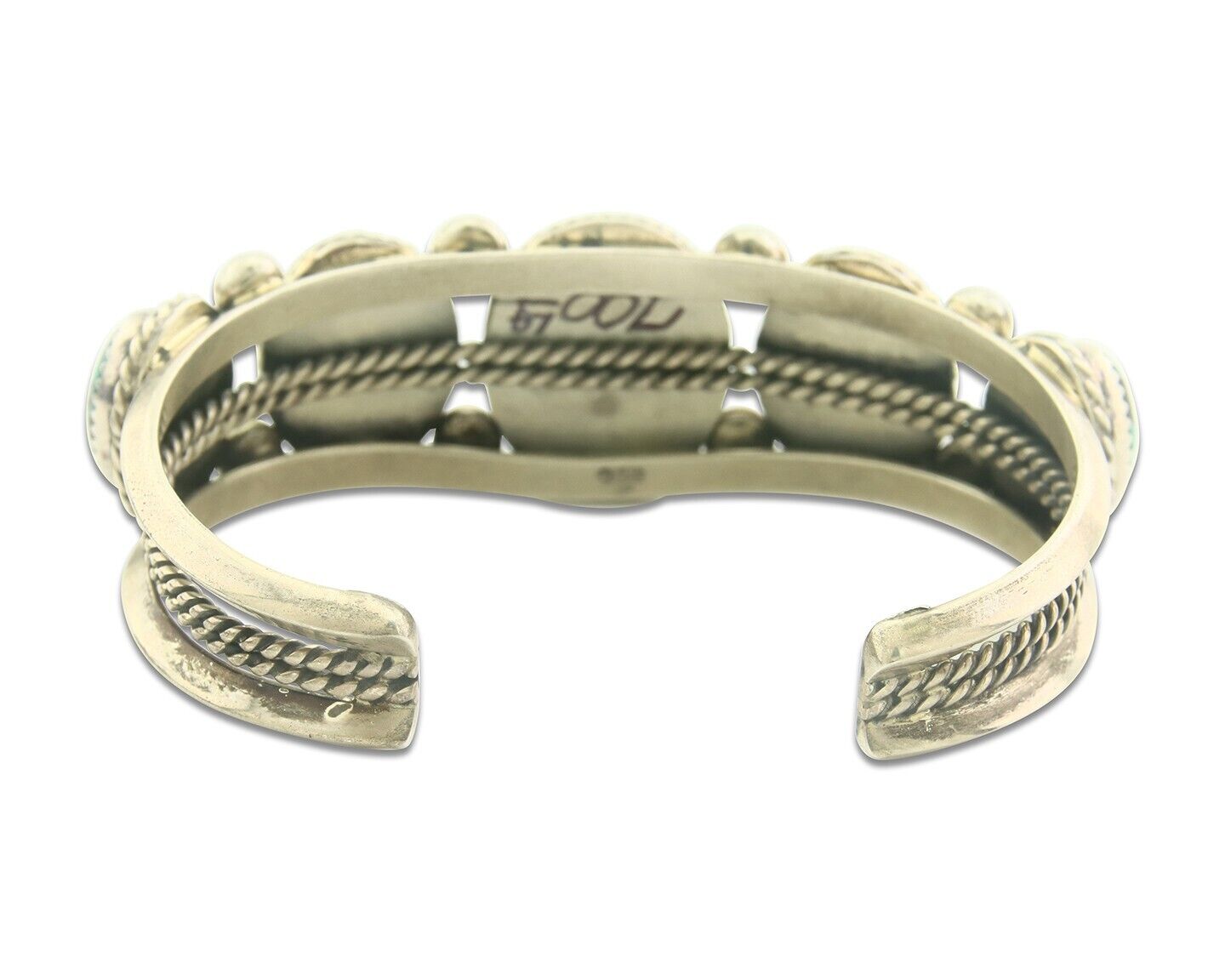 Navajo Bracelet 925 Silver Turquoise Cuff Artist Signed L Begay C.80's