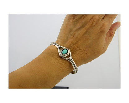 Navajo Bracelet 925 Silver Cuff Turquoise Handmade Native Artist C.80's