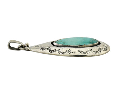 Navajo Pendant 925 Silver Blue Turquoise Artist Signed MC C.80's