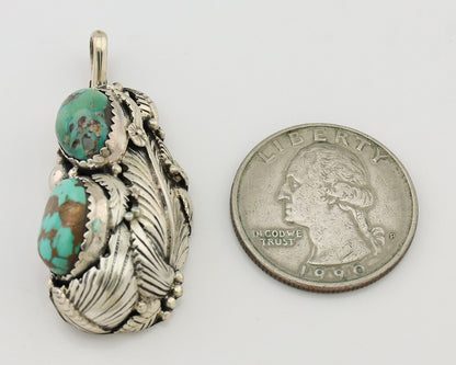 Navajo Pendant 925 Silver Natural Bisbee Turquoise Signed Tom Willeto C.80's