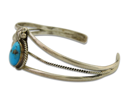 Navajo Cuff Bracelet 925 Silver Turquoise Native American Artist Handmade C.80's