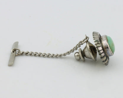 Navajo Tie Tack 925 Silver Natural Mined Turquoise Native American Artist C.80's