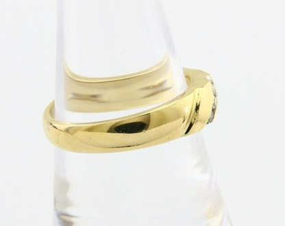 Natural Diamond Band 14k Solid Yellow Gold 3-Stone Ring