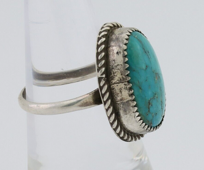 Navajo Ring 925 Silver Kingman Turquoise Native American Artist C.80's