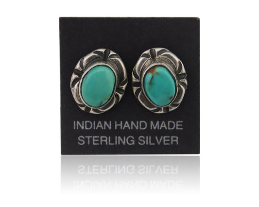 Navajo Earrings 925 Silver Turquoise Native American Artist C.80's