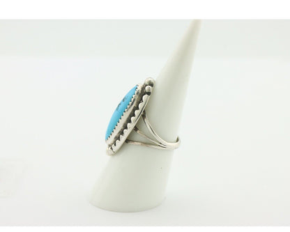 Navajo Ring .925 Silver Sleeping Beauty Turquoise Native American Artist C.80's